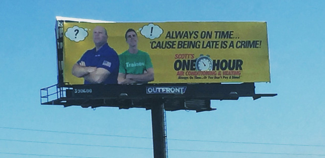 Scott's One Hour Air Conditioning & Heating: Billboard